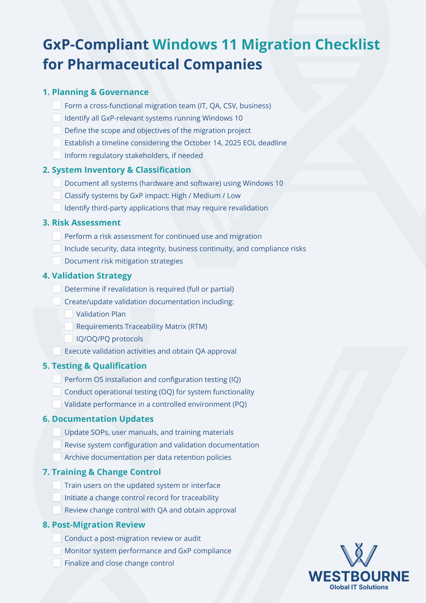 GxP-compliant Windows 11 migration checklist GxP-compliant Windows 11 migration checklist